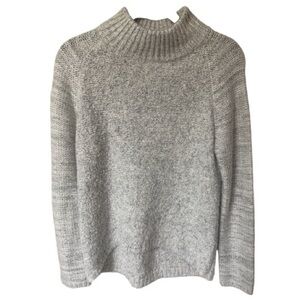 Evereve John + Jenn Wool Alpaca Linen Blend Funnel Neck Gray Textured Sweater S